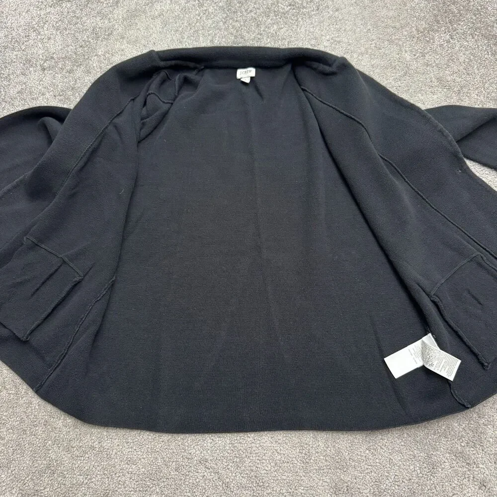 J.Crew Schoolboy Cardigan Sweater Blazer Jacket Womens Large Black Knit Cotton